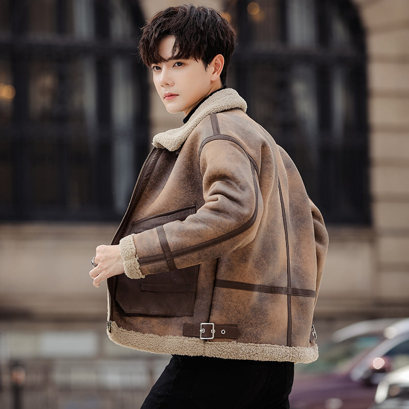 Leather And Fur Casual Coat For Men - WOMONA.COM