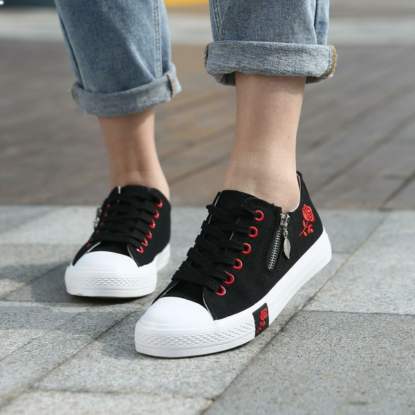 New Canvas Shoes Ladies Plaid All-match Love Flat Bottom - WOMONA.COM