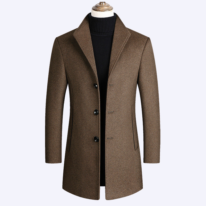 Casual Mid-length Woolen Coat - WOMONA.COM