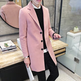 Men's woolen coat slim and handsome long trench coat - WOMONA.COM