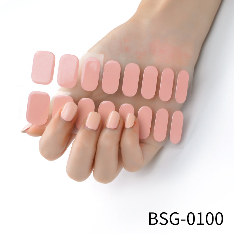 Semi Cured Gel Nails Art Stickers Transparent Solid Color - WOMONA.COM