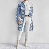 Womens Flap-Pocket Plaid Jacket