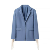 Blazer con borlas y cuello cuadrado para mujer