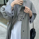 Long Stand-up Collar Tie Trench Coat