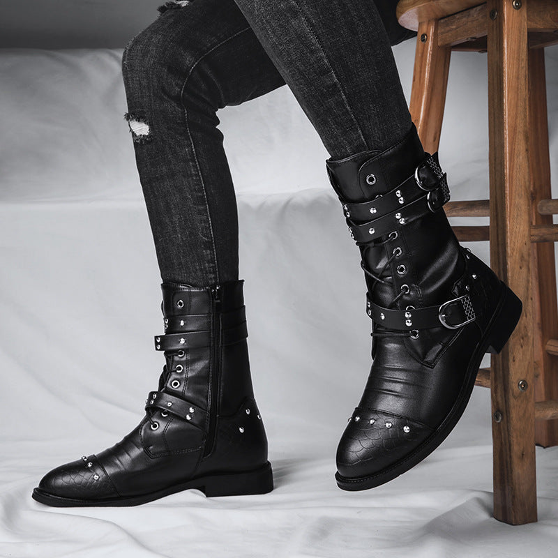 Middle Tube Leather Boots