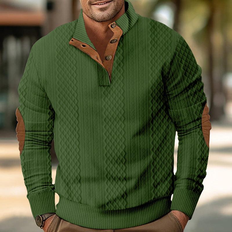 Men's Sweater Half Cardigan Jacquard - WOMONA.COM