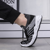 Sock Mesh Shoes Men Stripe Sneakers Lightweight Breathable Flat Shoes - WOMONA.COM