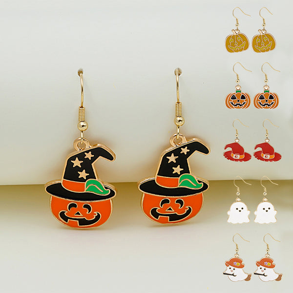 Halloween Earrings Cute Pumpkin Spooky Oil Drip Alloy Earrings Jewelry - WOMONA.COM