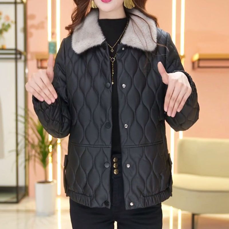 Down Cotton-padded Coat For Women Short Leather Jacket - WOMONA.COM