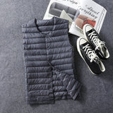 Winter Collarless Lightweight Basic Thin Vest - WOMONA.COM