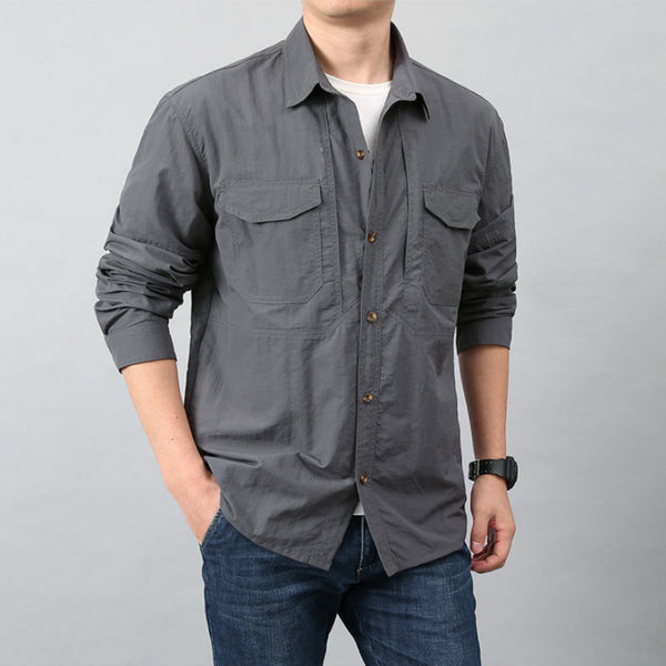 Long Sleeve Shirt Men's Multi-pocket Workwear Short Sleeve Shirt