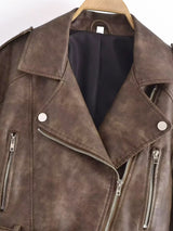 Women's Washable Gradient Leather Jacket - WOMONA.COM