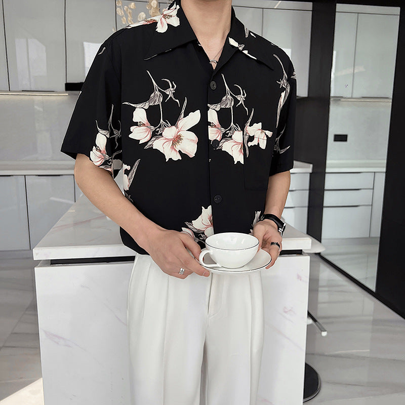 Summer Drape Thin Floral Shirt For Men