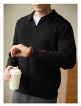 Business Casual Polo Collar Long-sleeved Sweater - WOMONA.COM