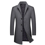 Men's Single-Breasted Woolen Trench Coat - WOMONA.COM