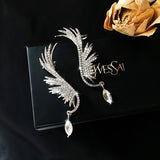 Wings rhinestone tassel earrings - WOMONA.COM