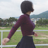 Classic Stripe Slim Short Bustier Crop Top - WOMONA.COM