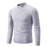 Round Neck Sweater Men's Winter Solid Color Slim Fit - WOMONA.COM