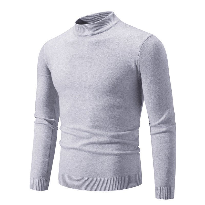 Round Neck Sweater Men's Winter Solid Color Slim Fit