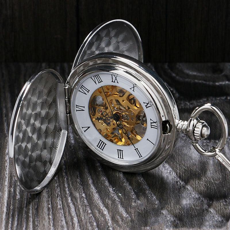 Double Open Cover Classic Simple Retro Pocket Watch - WOMONA.COM