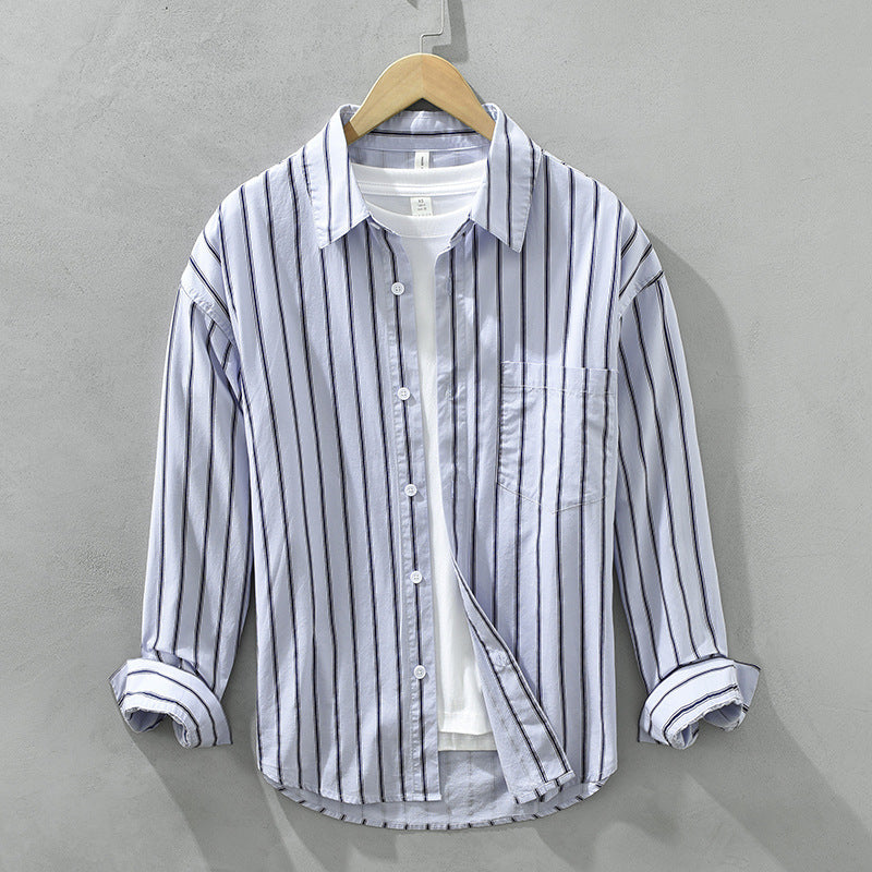 Square Collar Striped Casual Shirt