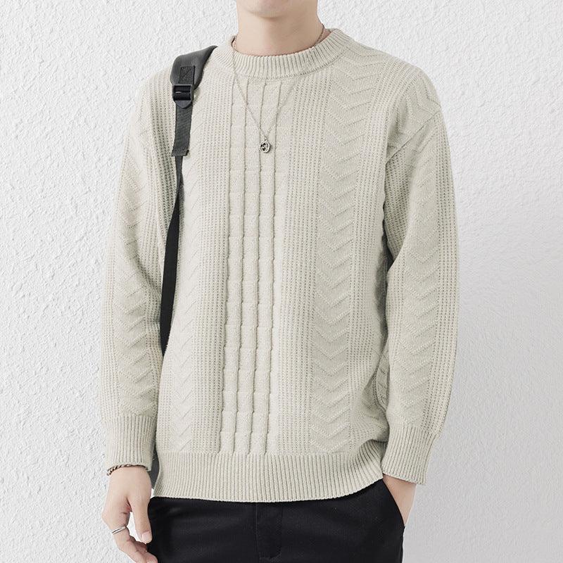 New Men's Round Neck Knitted Sweater - WOMONA.COM