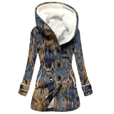 Winter Thickened Imitation Lamb Stitching Floral Hooded