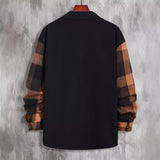 New Plaid Colorblock Long Sleeve Men's Casual Shirt