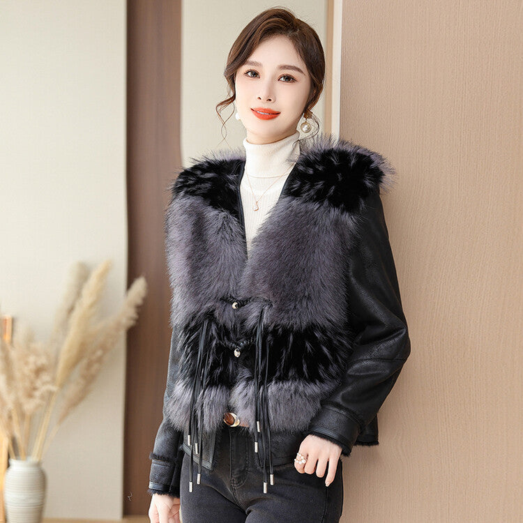 Middle-aged Women's Clothing Winter Leather Coat - WOMONA.COM