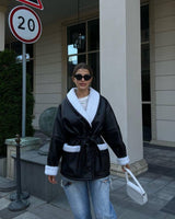 Long Sleeve Splicing Coat Women - WOMONA.COM