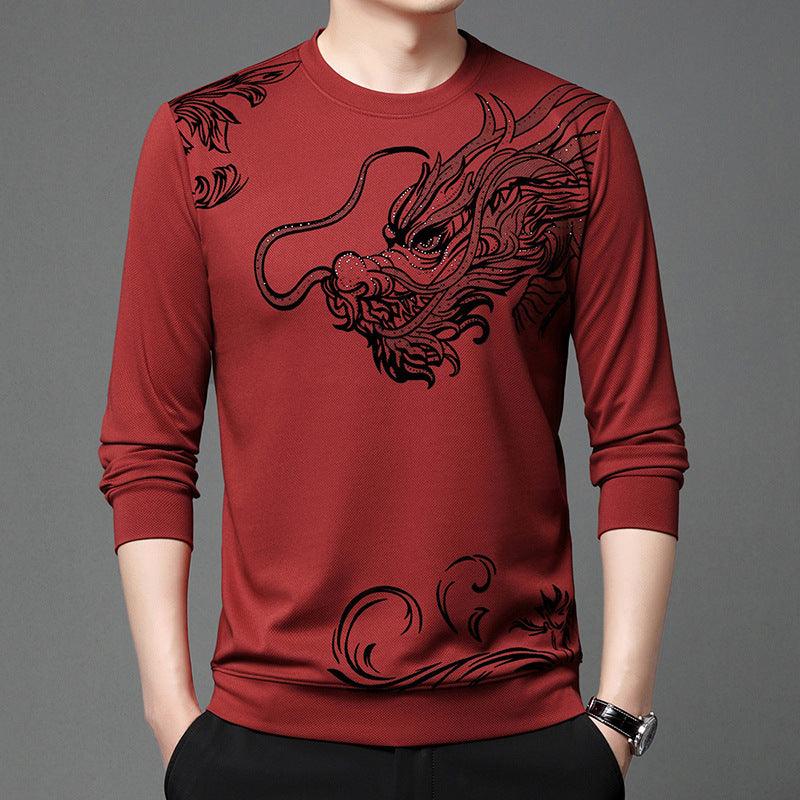 Round Neck Flocking Casual T-shirt Men - WOMONA.COM