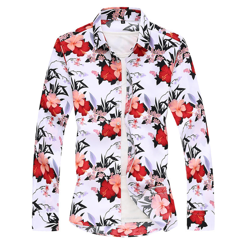 Summer New Men  Shirt Large Size Printing - WOMONA.COM