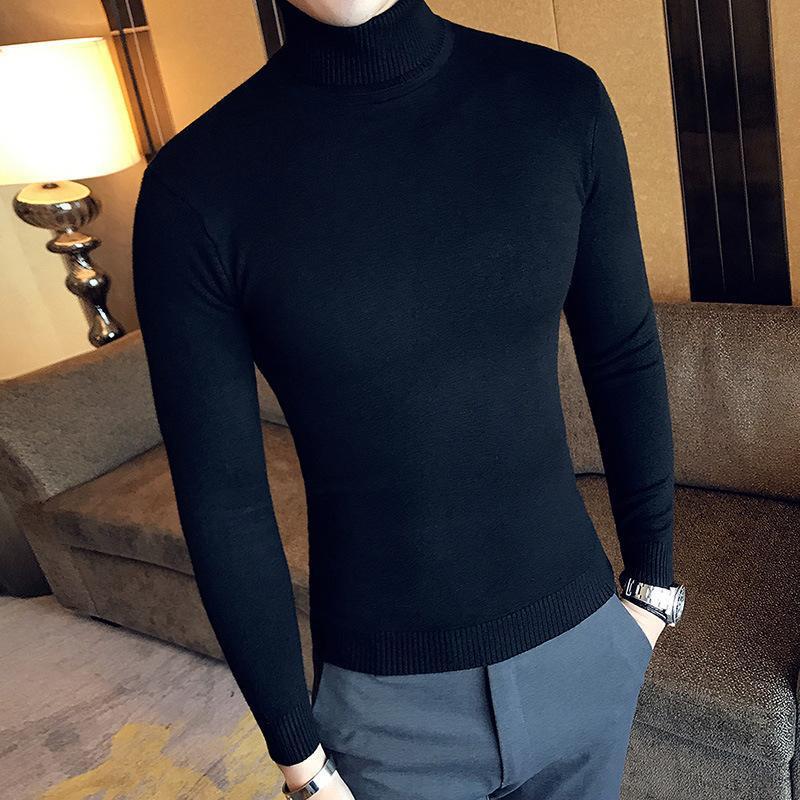 Slimming Solid Color Light Board Turtleneck Long Sleeve Sweater