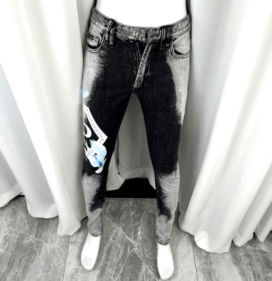 Men's Bone-Print Ripped Jeans