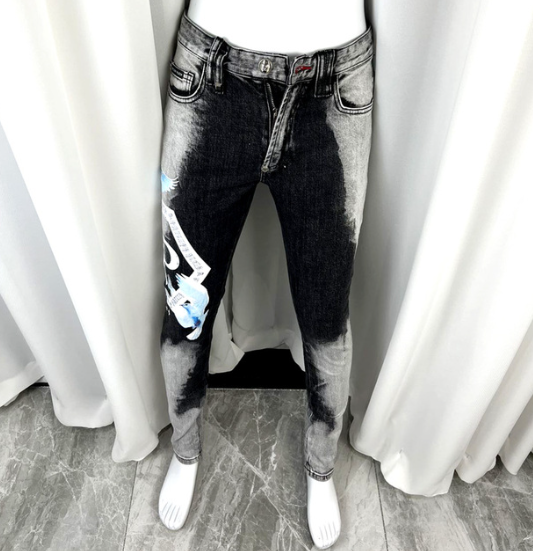 Human Bone Ripped Beggar Jeans Fashion Men - WOMONA.COM