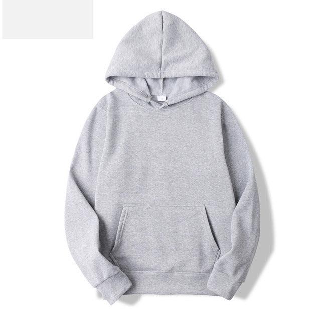 Men's Long Sleeve Pullover Hoodie in Light Grey - WOMONA