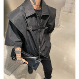 Men's Design Double Zip Sleeveless Jacket Top - WOMONA.COM