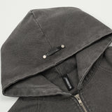 Workwear Washed And Worn Hooded Jacket Men