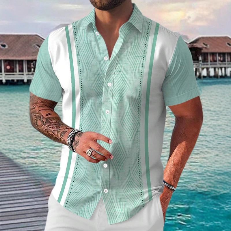 Camisa informal de manga corta con tendencia geométrica a la moda que combina con todo