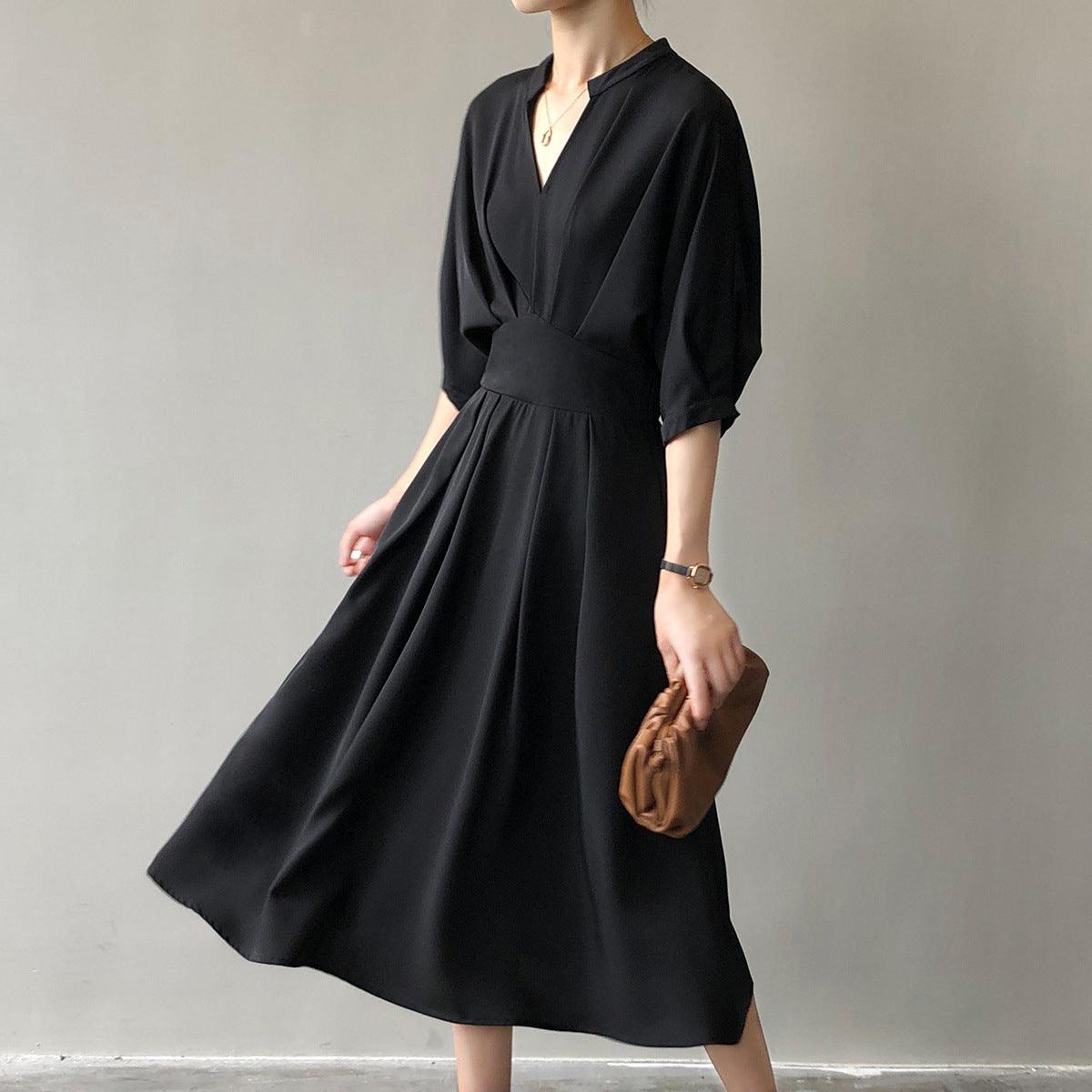 V-neck Dresses Women Temperament Waist - WOMONA.COM