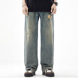 Men's American-style Retro Wide Leg Ripped Jeans - WOMONA.COM