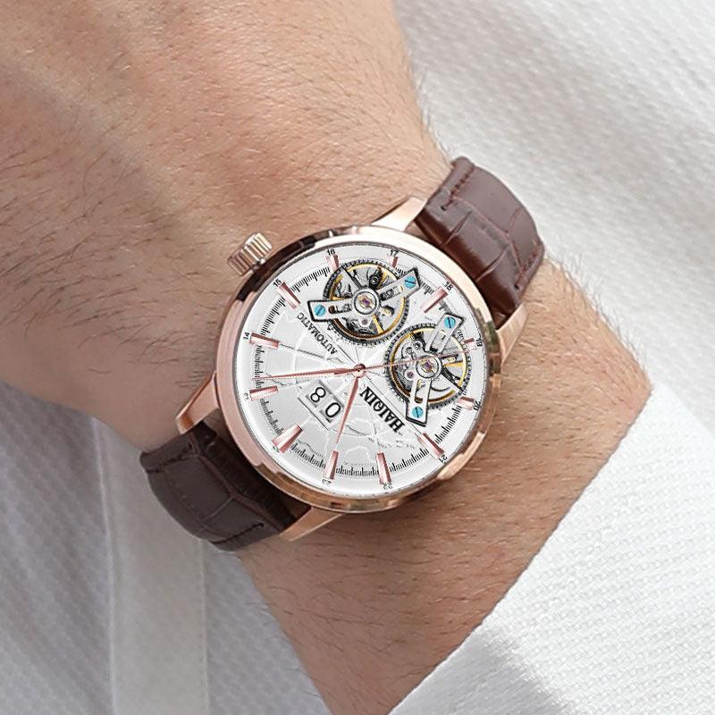 Men's Mechanical Automatic Double Tourbillon Watch Waterproof - WOMONA.COM