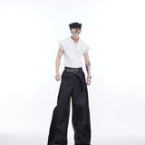 Metal Zipper Embellished Summer Bottoming Shirt For Men