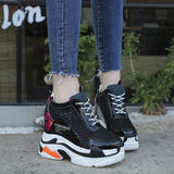 Sports Women Graffiti Casual Thick Sole 10cm Mesh Shoes - WOMONA.COM