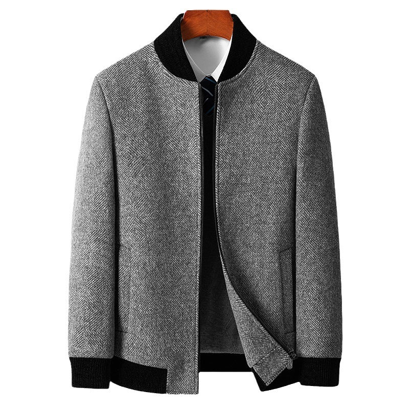 Thickening Stand Collar Zipper Woolen Jacket - WOMONA.COM