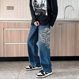 Loose Embroidered Jeans For Men - WOMONA.COM