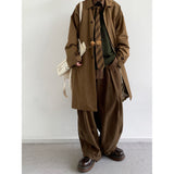 Retro Mid Length Workwear Trench Coat - WOMONA.COM