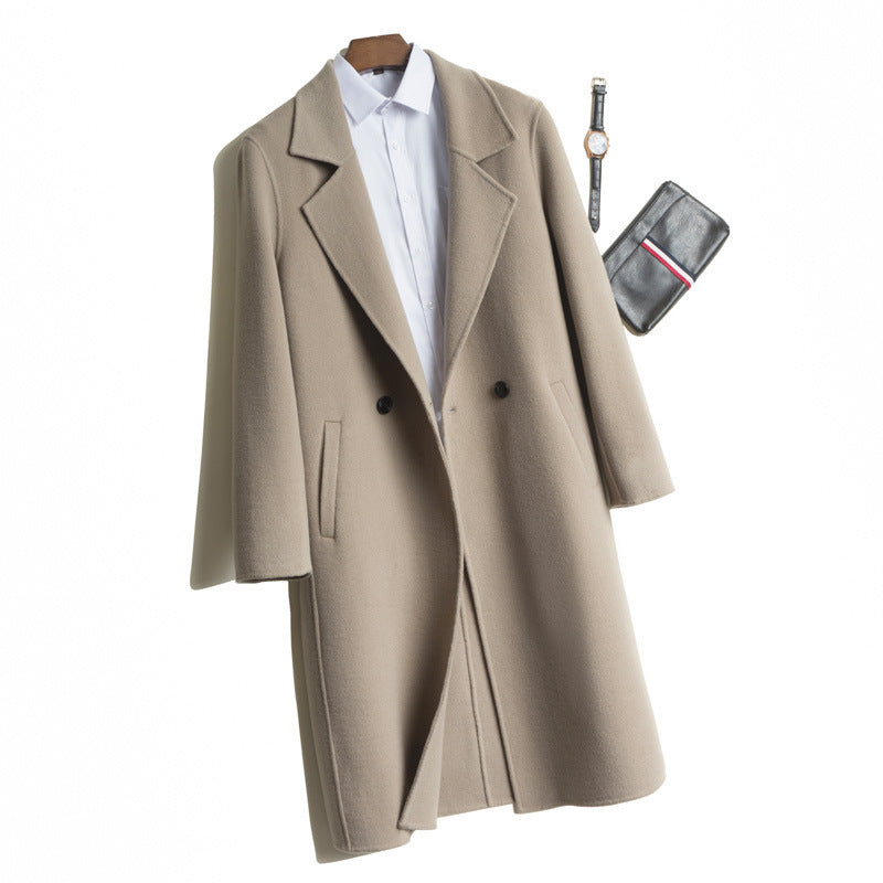 Long Dropped Shoulder Trench Coat Cashmere Coat - WOMONA.COM