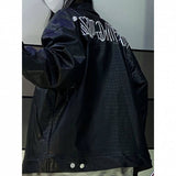 Women's Embroidered Pattern Leather Jacket - WOMONA.COM