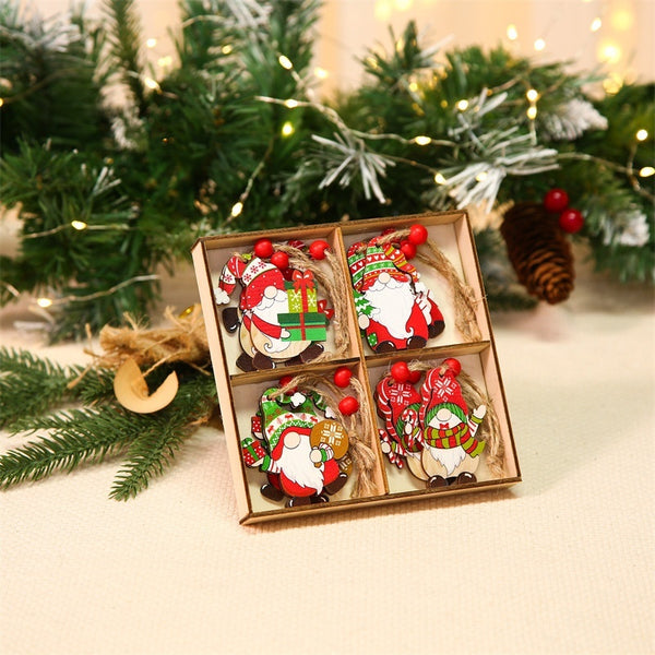 Christmas Decoration Wooden Colorful Christmas Tree Ornaments For The Elderly